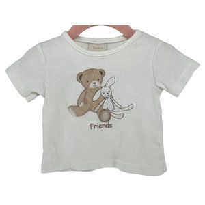 Bebe Bonito Baby Girl's Size 3/6 Months White/Brown/Purple "Friends" T-Shirt